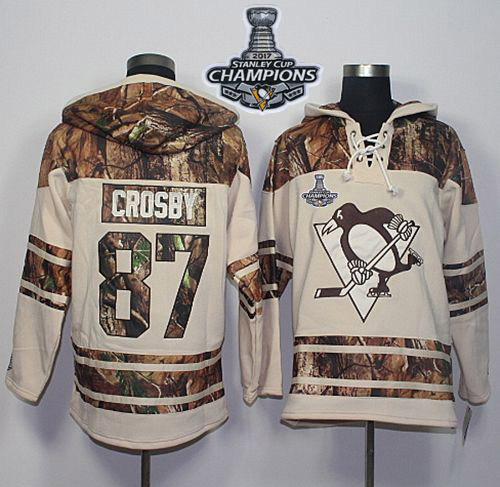 Penguins #87 Sidney Crosby Cream/Camo Stanley Cup Finals Champions Stitched NHL Jersey